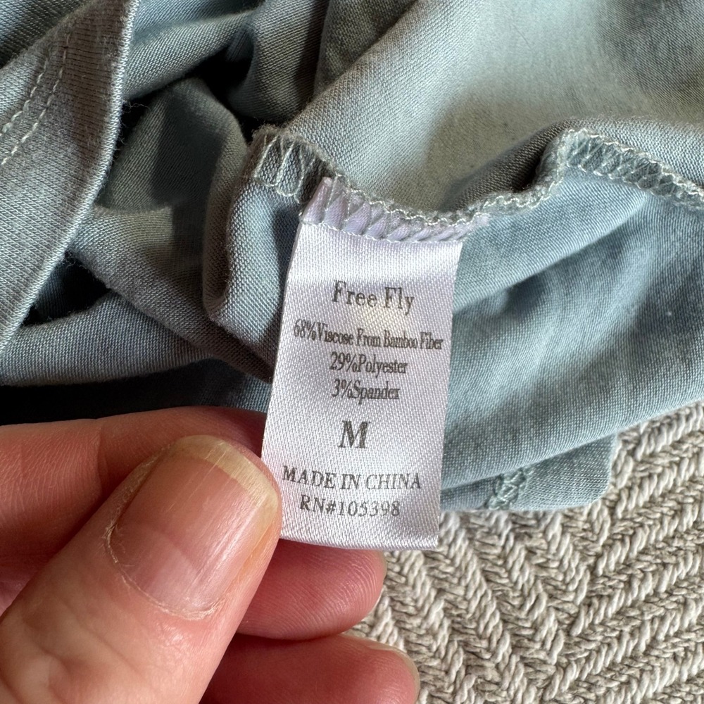 Free Fly Mens Bamboo Long Sleeve Shirt Blue Gray Thumbholes Size Medium - Picture 6 of 10